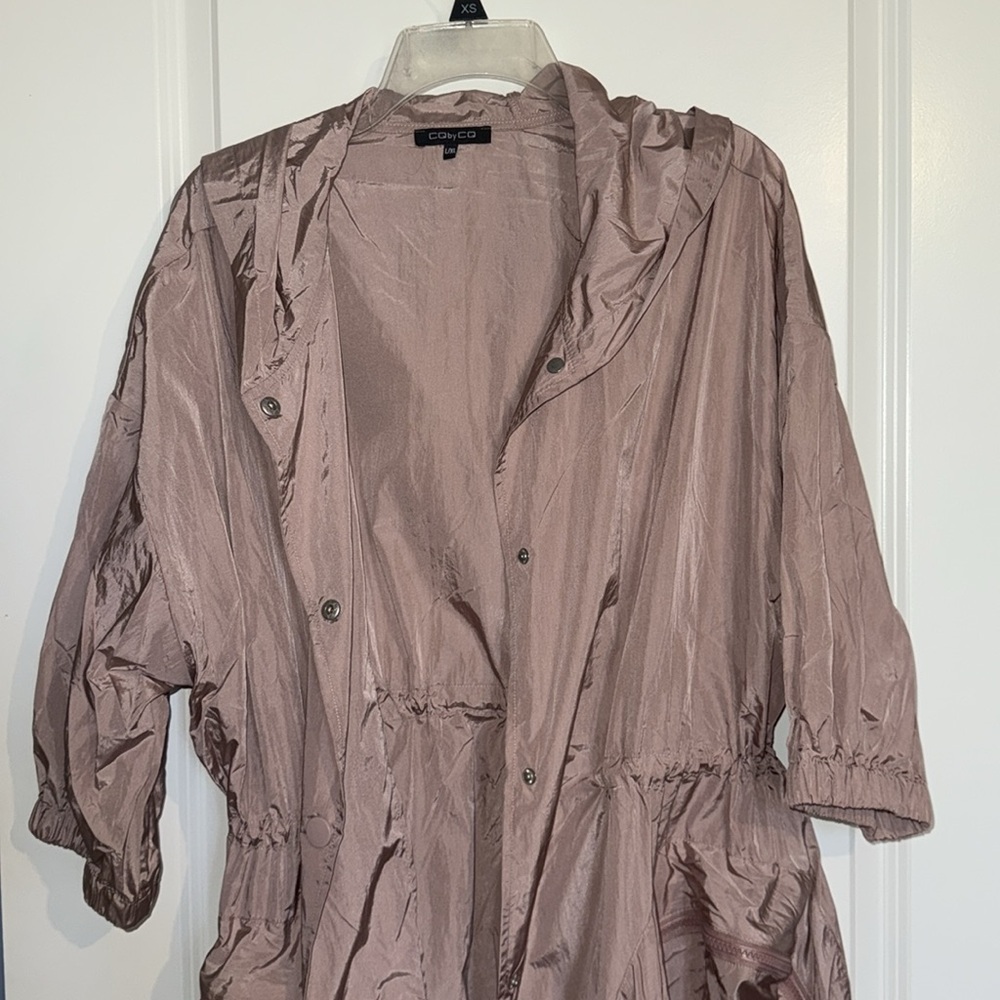 NWOT Caribbean Queen Pink Raincoat Hooded Jacket coat L/XL